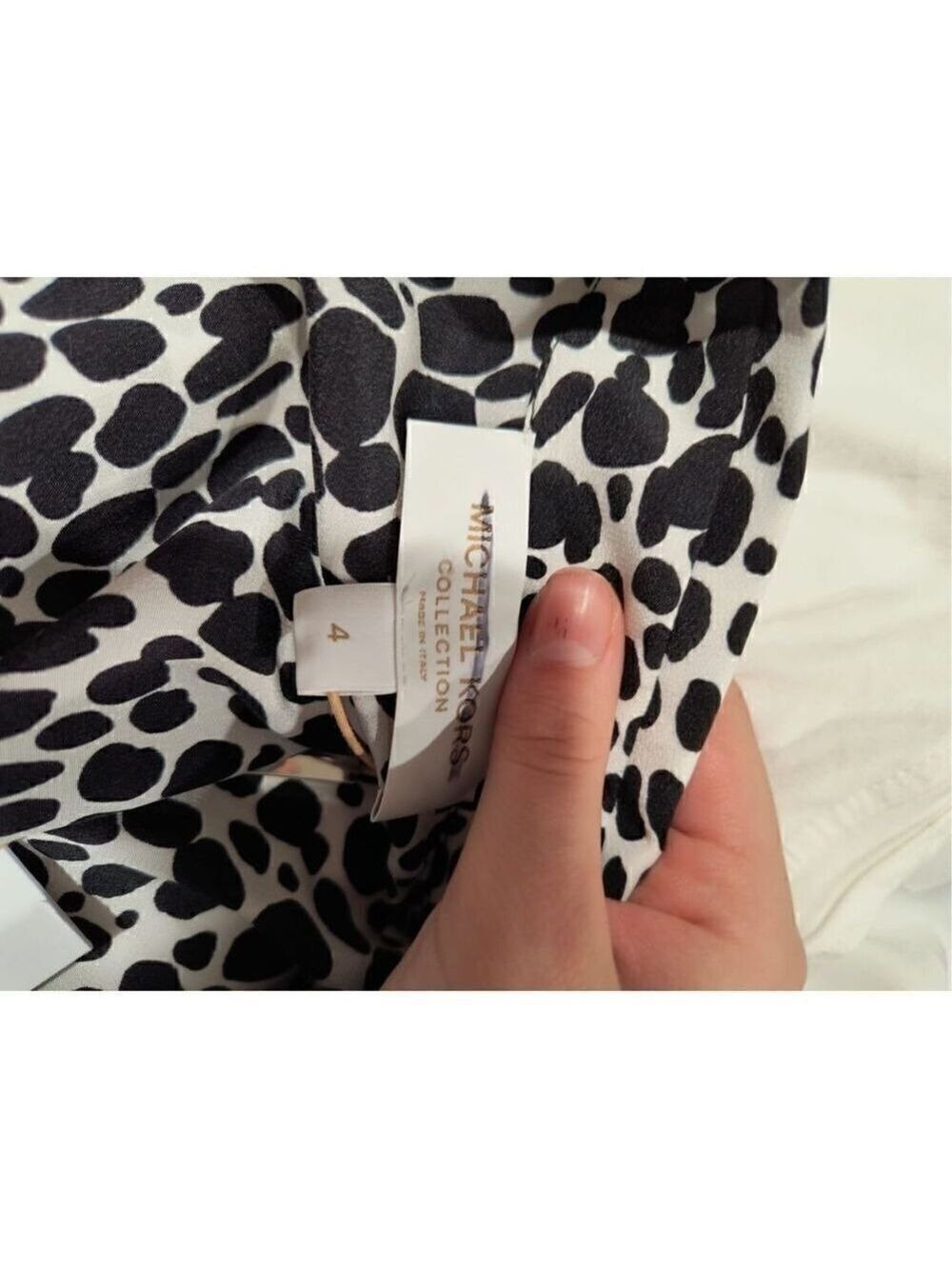 Michael kors collection Black and White Speckled Pony Print Shirtdress Size 4 NW - Picture 8 of 11